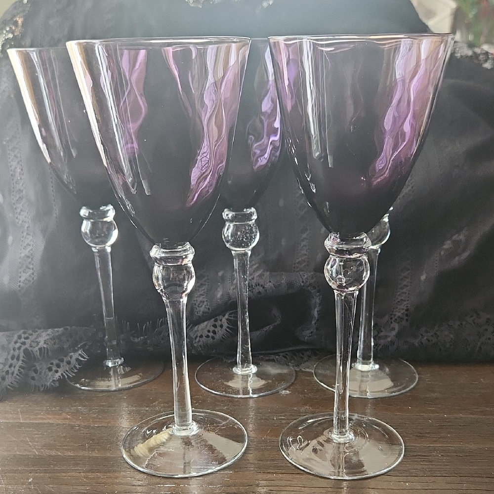 Set of Purple Wine Glasses